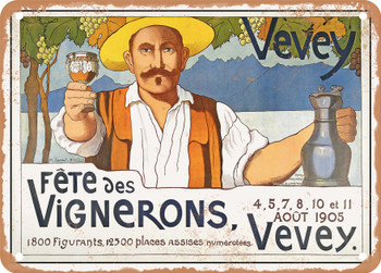 1905 Fete of the Winegrowers, Vevey Vintage Ad - Metal Sign