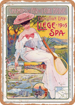 1905 Chemins de Fer de l'?ëtat Belge Universal Exhibition Li?¿ge 1905 Spa Vintage Ad - Metal Sign