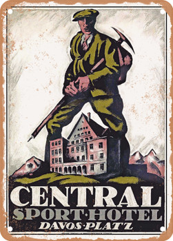 1905 Central Sporthotel Davos Vintage Ad - Metal Sign