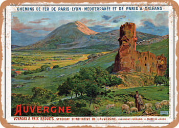 1904 Paris Lyon Mediterranean Railways and Paris-Orleans Railways Auvergne 2 Vintage Ad - Metal Sign