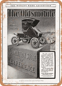 1904 Oldsmobile Runabout is Built on the Foundation Stone of Experience Vintage Ad - Metal Sign