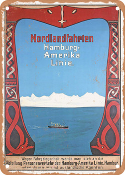 1904 Northland Trips Hamburg America Line Vintage Ad - Metal Sign