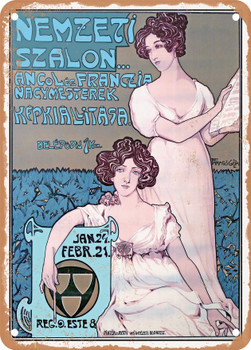 1904 National Salon Exhibition of English and French Masters' Paintings Vintage Ad - Metal Sign