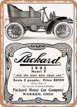 1903 Packard Model F Vintage Ad - Metal Sign