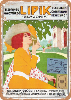 1903 Lipik, Slavonia Vintage Ad - Metal Sign