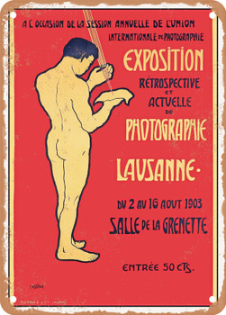 1903 Lausanne Photography Exhibition Vintage Ad - Metal Sign