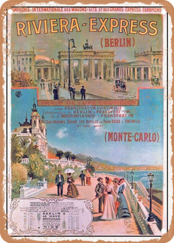1903 International Sleeping-Car Company and European Grand Express, Riviera Express Berlin-Monte Carlo Vintage Ad - Metal Sign