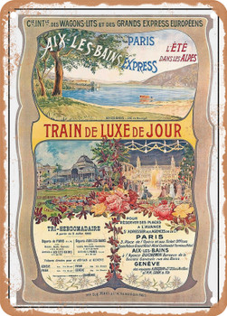 1903 International Sleeping-Car Company and European Grand Express, Paris-Aix-les-Bains Express Vintage Ad - Metal Sign