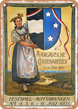 1903 Aargauische Centenarfeier Vintage Ad - Metal Sign