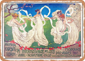 1902 Premiere International Exhibition of Arts Turin Vintage Ad - Metal Sign