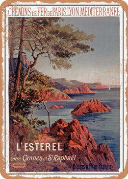 1902 Paris Lyon Mediterranean railways Esterel between Cannes and St. Raphael Vintage Ad - Metal Sign