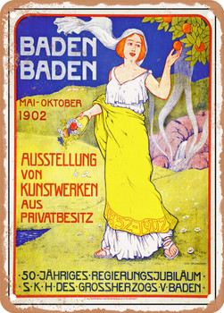 1902 Baden-Baden Exhibition of Artworks from Private Collections Vintage Ad - Metal Sign