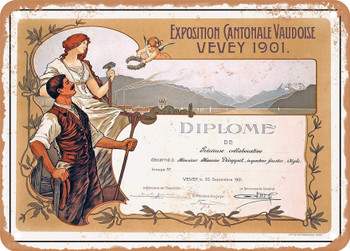 1901 Vaud Canton exhibition, Vevey Vintage Ad 2 - Metal Sign