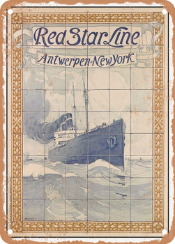 1901 Red Star Line Antwerpen New York 4 Vintage Ad - Metal Sign
