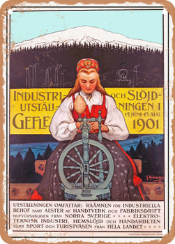 1901 Industry and Crafts Exhibition in G?ñvle Vintage Ad - Metal Sign