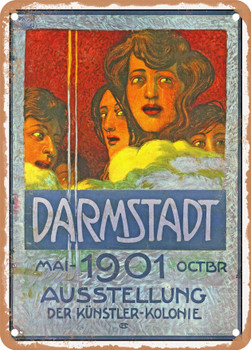 1901 Exhibition of the Artist Colony Darmstadt Vintage Ad - Metal Sign