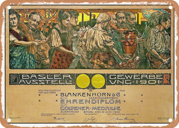 1901 Basel Trade Exhibition Blankenhorn Vintage Ad - Metal Sign