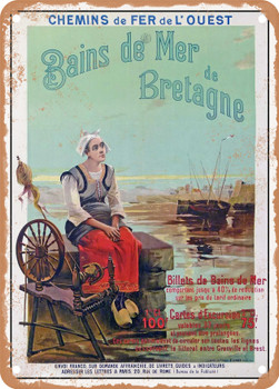 1900 West railways Seaside resorts of Brittany Vintage Ad - Metal Sign