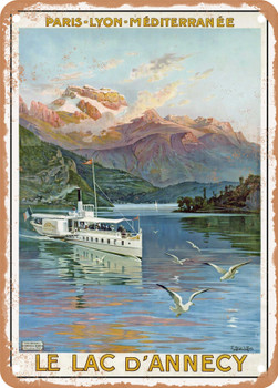 1900 Paris Lyon Mediterranean Lake Annecy Vintage Ad - Metal Sign