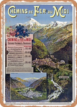 1900 Midi railways Les Eaux-Bonnes, Luchon Vintage Ad - Metal Sign