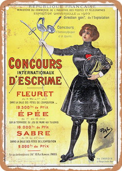 1900 French Republic International fencing competition, foil Vintage Ad - Metal Sign