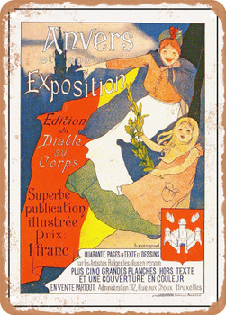 1900 Antwerp and its exhibition, edition of Diable au corps Vintage Ad - Metal Sign