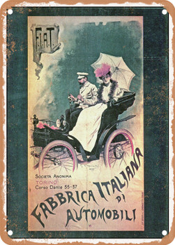 1899 Fiat Italian Automobile Factory Vintage Ad - Metal Sign