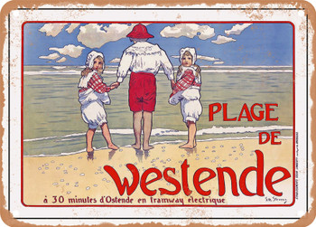 1898 Westende Beach Vintage Ad - Metal Sign