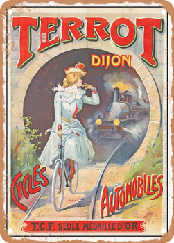 1898 Terrot Dijon Cycles Automobiles Vintage Ad - Metal Sign