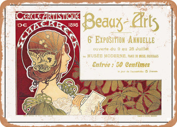 1898 Fine Arts, 6th annual exhibition, Brussels Vintage Ad - Metal Sign