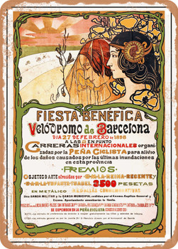 1898 Beneficent Festival Velodrome of Barcelona Vintage Ad - Metal Sign