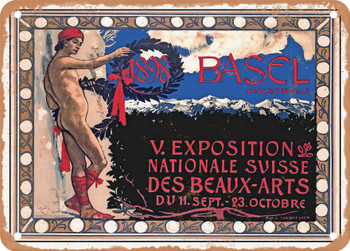 1898 Basel Kunsthalle, Swiss National Fine Arts Exhibition Vintage Ad - Metal Sign