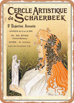 1897 Schaebeek artistic circle, 5th annual exhibition Vintage Ad - Metal Sign