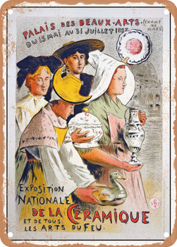 1897 National exhibition of ceramics Paris Vintage Ad - Metal Sign