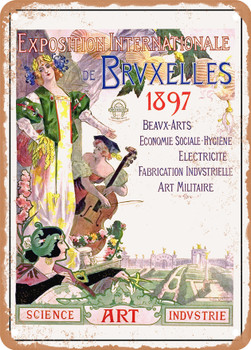 1897 International exhibition of Brussels Science, art, industry Vintage Ad - Metal Sign