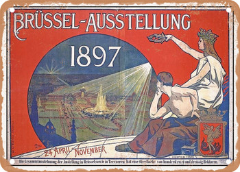 1897 Brussels Exhibition 1897 Vintage Ad - Metal Sign