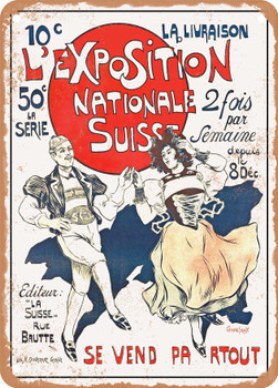 1896 Swiss National Exhibition Vintage Ad - Metal Sign