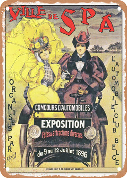 1896 Spa city automobile competition Automobile Club of Belgium Vintage Ad - Metal Sign