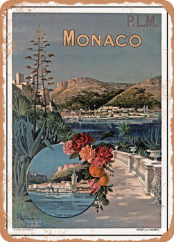 1896 PLM Monaco Vintage Ad 2 - Metal Sign