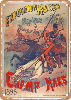 1895 Russian equestrian and ethnographic exhibition Champ de Mars Vintage Ad - Metal Sign