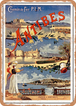 1895 PLM railway Antibes Vintage Ad - Metal Sign