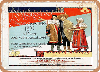1895 Czechoslovak Ethnographic Exhibition in Prague Vintage Ad - Metal Sign