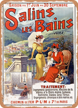 1894 Salins-les-Bains Jura Season from June 1st to September 30th PLM railways Vintage Ad 2 - Metal Sign