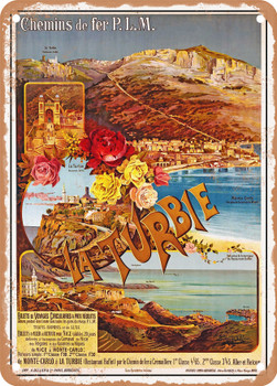 1894 PLM La Turbie on Monte Carlo Vintage Ad - Metal Sign
