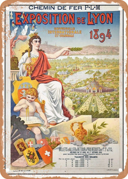 1894 PLM Exhibition in Lyon, International and Colonial Vintage Ad - Metal Sign