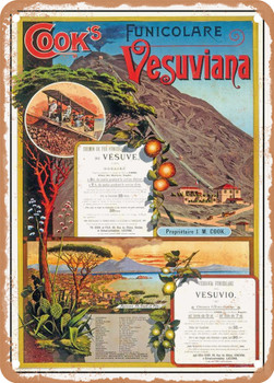 1893 Vesuvius Funicular Vintage Ad - Metal Sign