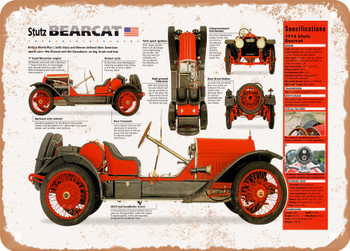 1914 Stutz Bearcat Spec Sheet - Rusty Look Metal Sign