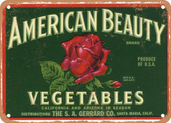 American Beauty Brand Vegetables - Rusty Look Metal Sign