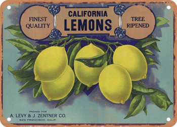 California Lemons Brand Lemons - Rusty Look Metal Sign