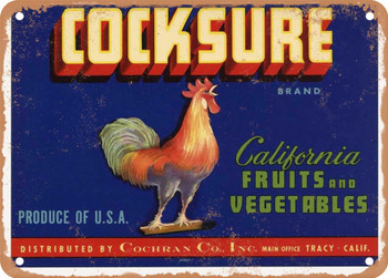 Cocksure Brand Tracy Vegetables - Rusty Look Metal Sign